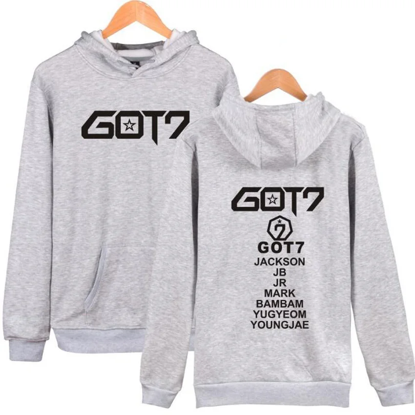 K POP K-POP Got 7 Got7 толстовки для мужчин и женщин JACKSON MARK BAMBAM JB JR YUGYEOM флисовая толстовка с капюшоном и длинным рукавом Kpop одежда - Цвет: gray 01