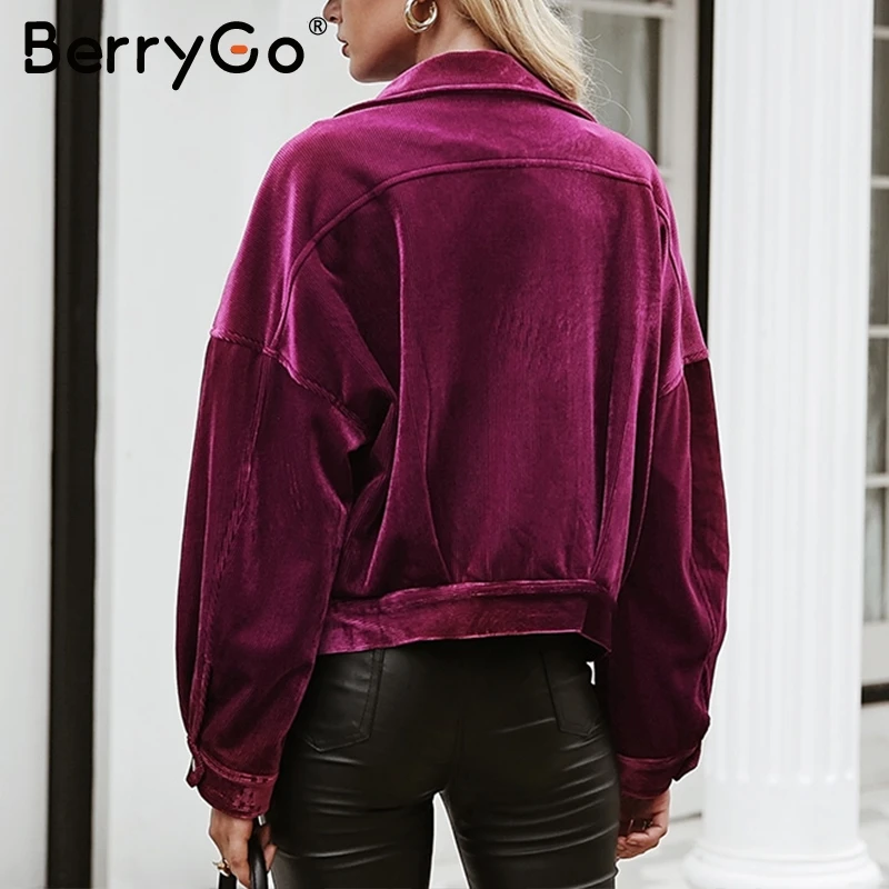 BerryGo Corduroy single breasted autumn jacket Women casual pocket winter outerwear 2018 High street purple jacket coats femme BerryGo Corduroy single breasted autumn jacket Women casual pocket winter outerwear 2018 High street purple jacket coats femme