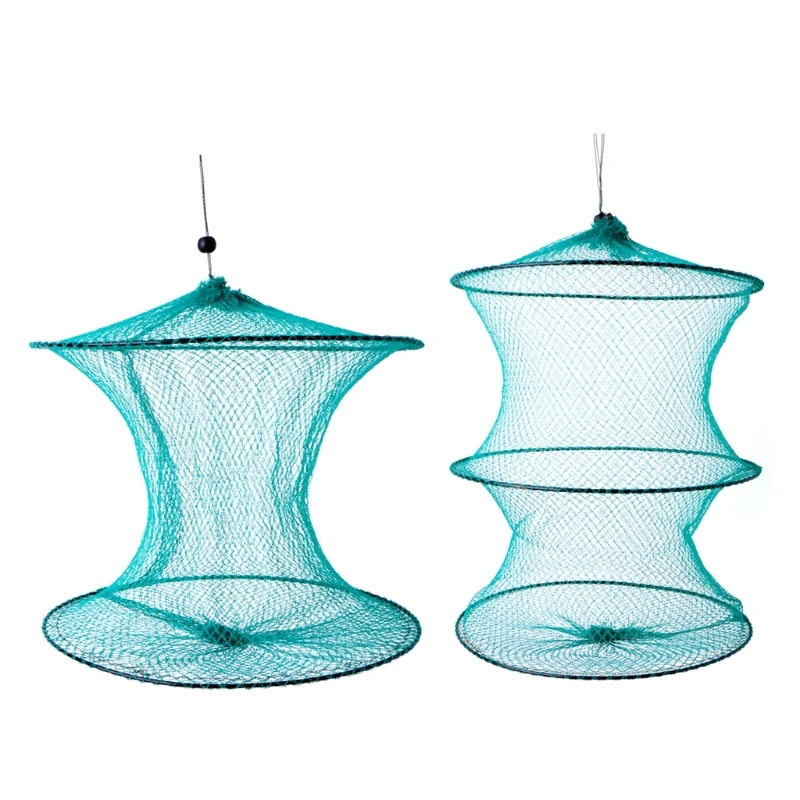 Fishing Net Round Folding Metal Frame Nylon Mesh Care Creel Tackle Accessory New photo