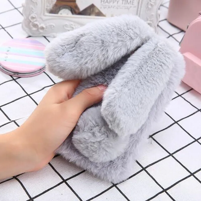 Rhinestone Plush Bunny Cover Case for iPhone 7 Plus (1)