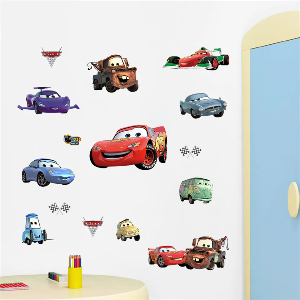 Cartoon Cars Wall Decorative Stickers For Boys Room Kids Removable