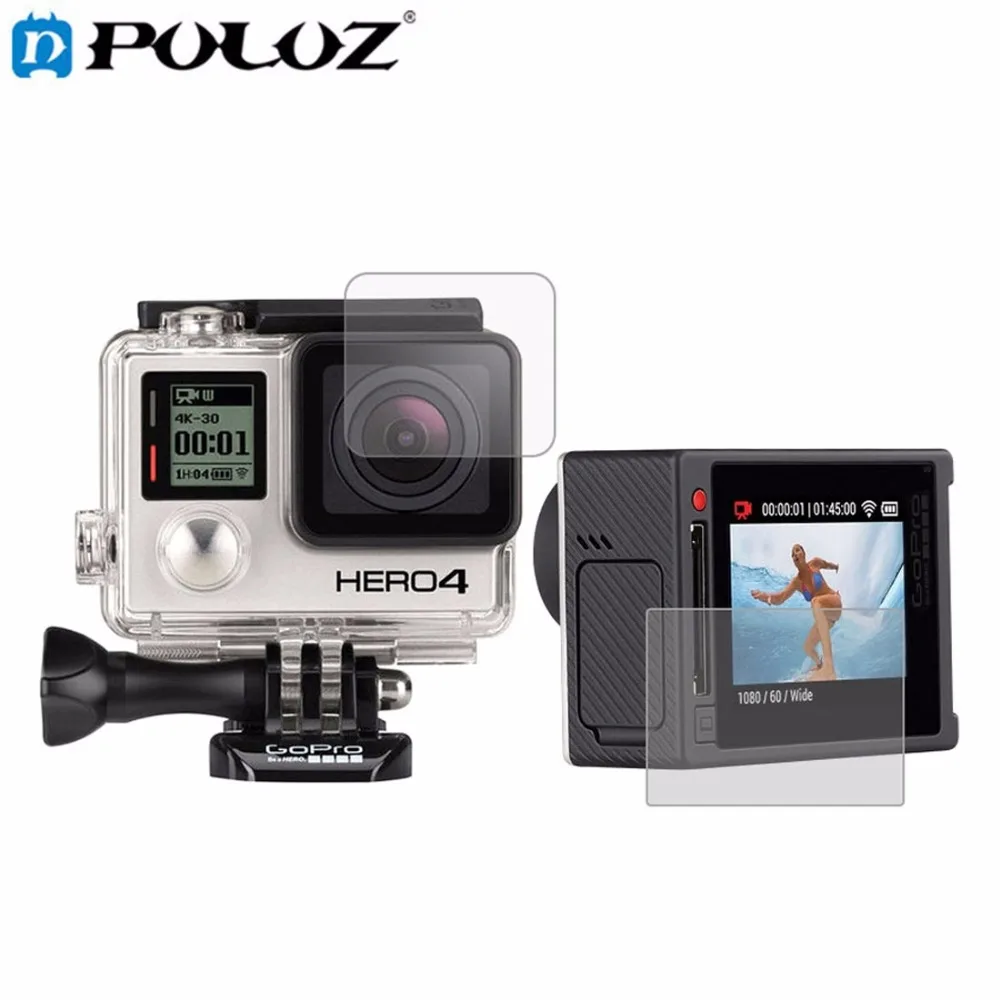 For Go Pro Accessories Ultra Clear LCD Screen Protector + Housing Glass Lens Film for GoPro HERO4 HERO 4 Sport Camera | Электроника