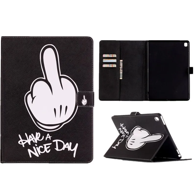 For ipad pro 9.7 Mini Case Smart Tablet Cover Flip Wallet Stand PU Leather Card Holder Black Finger Pattern For Apple Ipad pro  (28)
