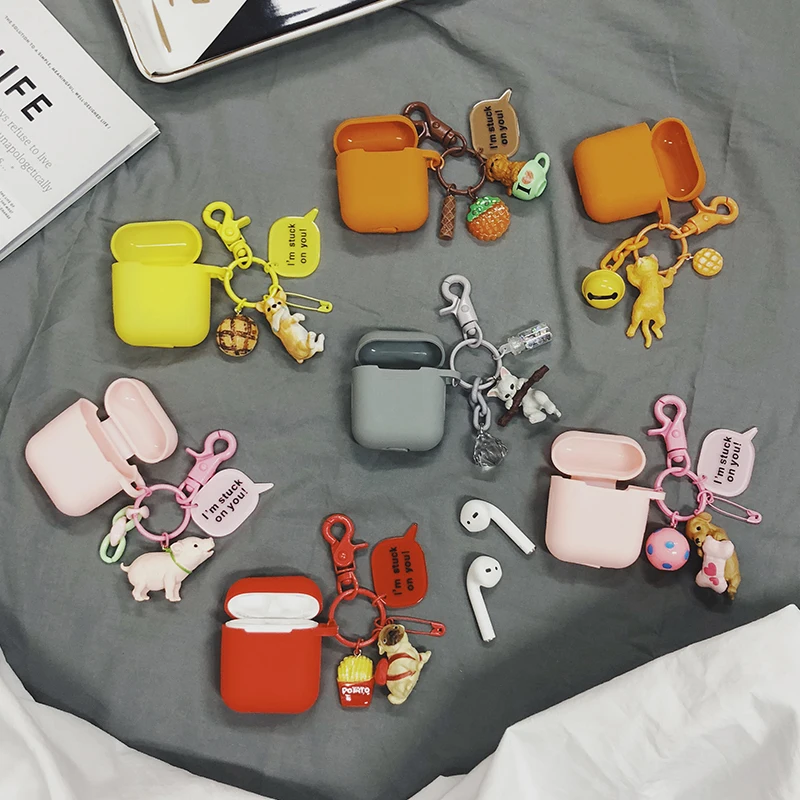 

New Silicone Bluetooth Wireless Earphone Case For AirPods Protective Cover Accessories for Apple Airpods Charging Box Key Ring