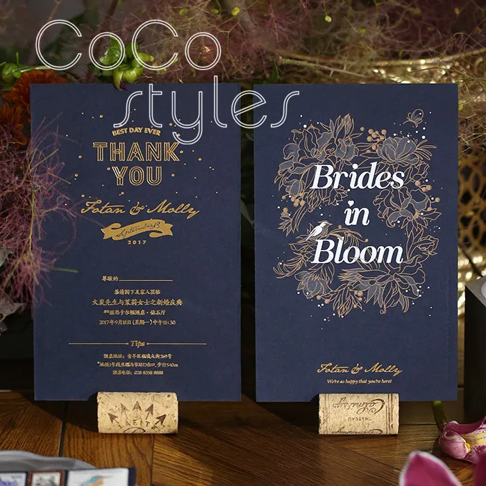 Cocostyles personalized high end floral gold foiling edge design card with tracing paper envelope f - 32890681740