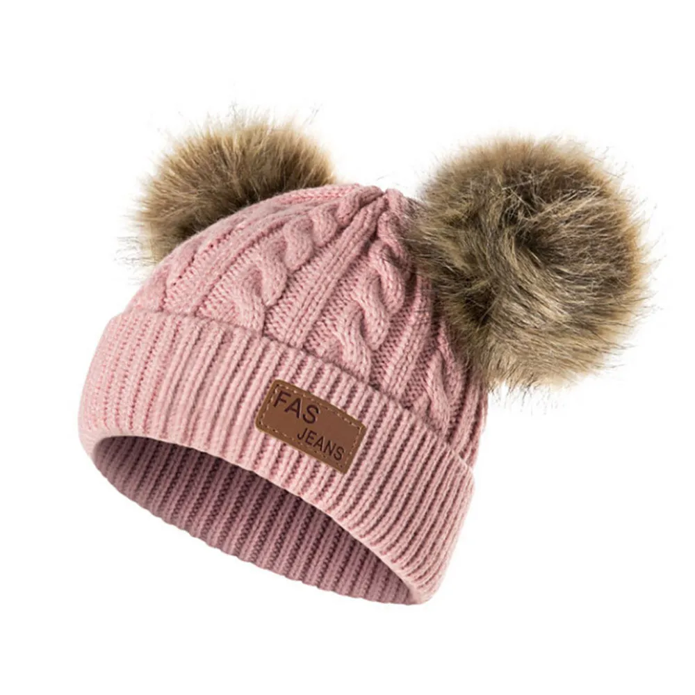 

Baby Boys Girls Pom Poms Hat Children Winter Hat For Girls Knitted Beanies Thick Baby Hat Infant Toddler Warm Cap B