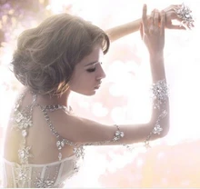 Sweet wedding vintage jewelry women long crystal necklace chain body chain jewelry accessories bridal shoulder strap