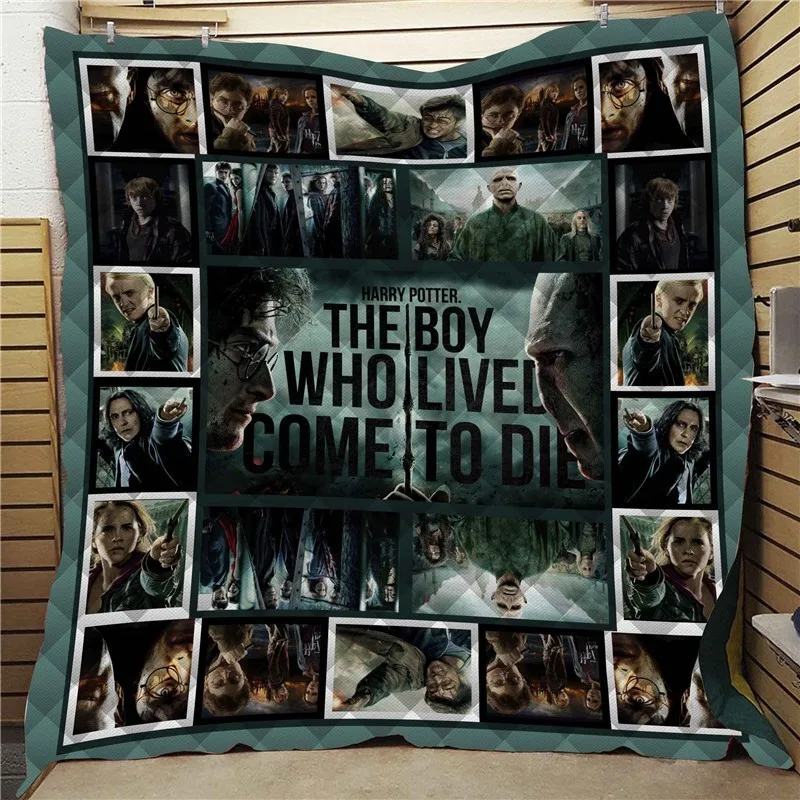 

Droshipping Hogwarts Print Quilt For Kids School Adults Bed Soft Warm PicnicThin Blanket Cotton Quilt King Size Custom