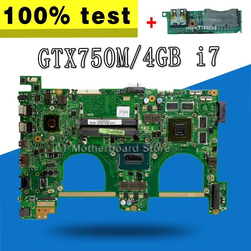 

send board+N550JK Motherboard i7-4700HQ gt750 For ASUS N550J G550JK Q550J Laptop motherboard N550JK Mainboard N550JK Motherboard