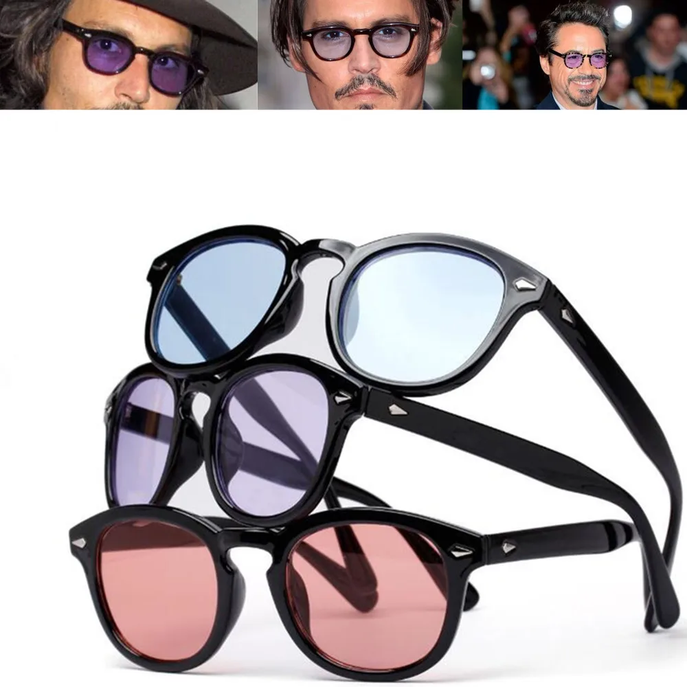 Unisex Colourful Polarized Lens Robert Downey Jr TR90 Frame / Johnny Depp Eyewear Vintage Round Lens Sunglasses