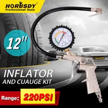 HORUSDY 220PSI Tire Pressure Gauge Car Air Dial Meter Vehicle Inflation Gun Self-locking Pistol Grip Trigger Inflator For Auto digital car truck air tire pressure inflator gauge lcd display dial meter vehicle tester tyre inflation gun monitoring tool