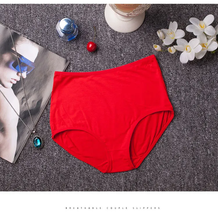 3PCS Plus Size M-XXL Women's Cotton Underwear High Waist Sexy Panties for Women Bamboo Fiber Briefs Seamless Lingreie Intimates (16)