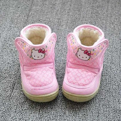 Новинка года; ботинки для девочек с принтом «hello kitty»; плюшевые детские ботинки для мальчиков; обувь для девочек; зимняя обувь для мальчиков; Chaussure Enfant