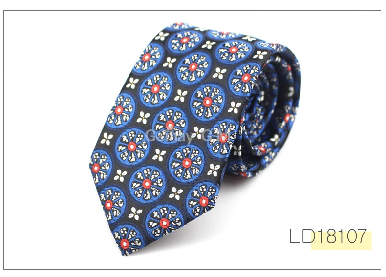 New Ties for men Brand Neckties for Mens Blue Red 7cm Wide Neck Ties Wedding Suits Polyester Silk Gravata Business Corbatas Tie - Цвет: LD18107