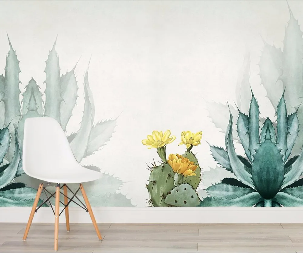 Beibehang пользовательские обои акварель кактус скандинавском стиле ТВ задний план стены гостиной спальни задний план стены 3d обои