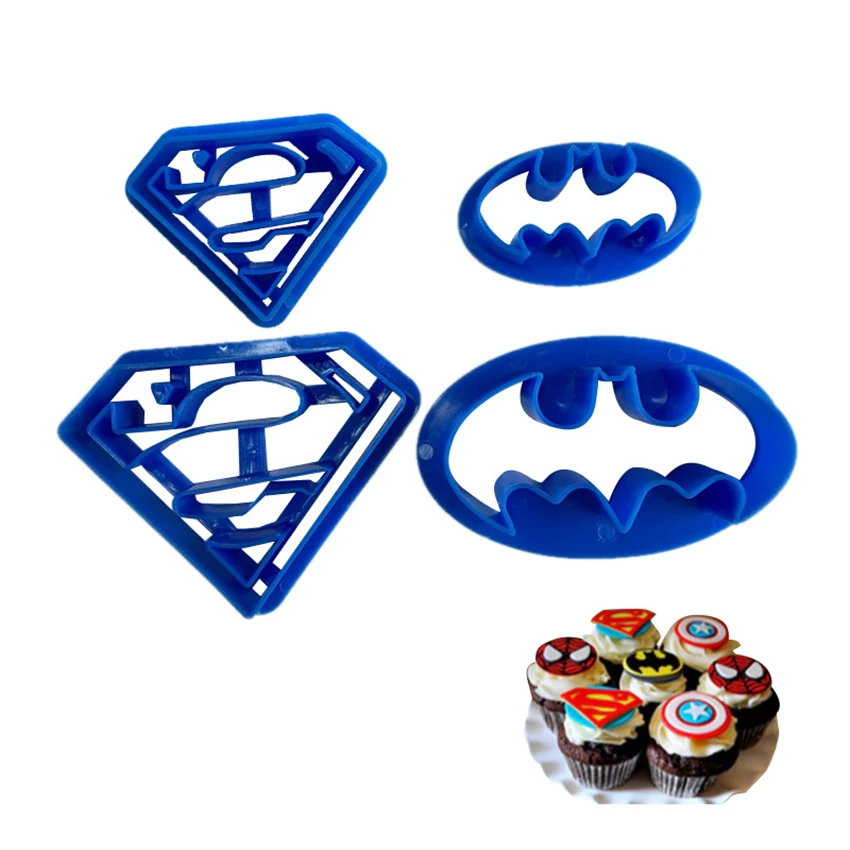 4 шт. формочки для печенья супер герой Бэтмен Супермен сахарная форма для украшения торта форма для печенья кухонный инструмент для выпечки кондитерских изделий