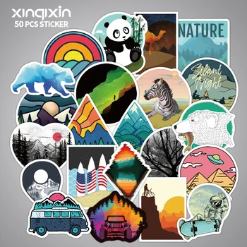

50pcs/pack PVC Waterproof Outdoor Scenery Fun Sticker toys for children For Moto Car & Suitcase Cool Fashion Laptop stickers A
