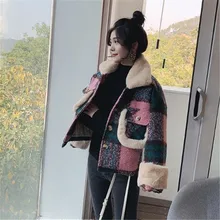 Короткое женское пальто, осенне-зимняя шерстяная верхняя одежда в клетку, Высококачественная Толстая шерстяная парка, Студенческая куртка, Женские повседневные топы