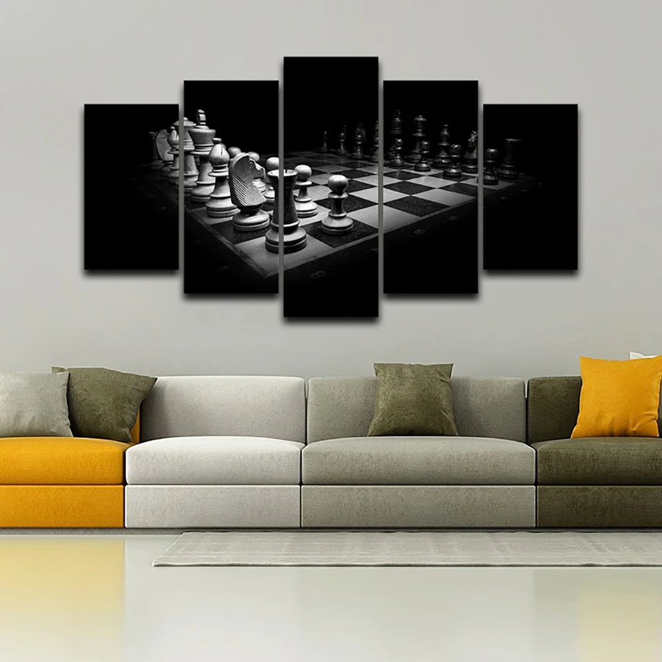 Современная живопись на холсте рамки 5 панель Шахматная Модульная картина настенная работа украшения дома плакаты гостиная HD с принтом
