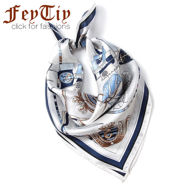

Luxury Brand 100% Silk Scarf For Women Fashion Print Hijab Scarfs Female 52*52cm Square Neckerchief Headband Scarves For Ladies