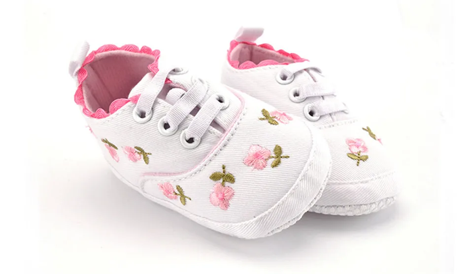 Baby Girl Shoes White Lace Floral Embroidered Soft Shoes First Walker Shoes