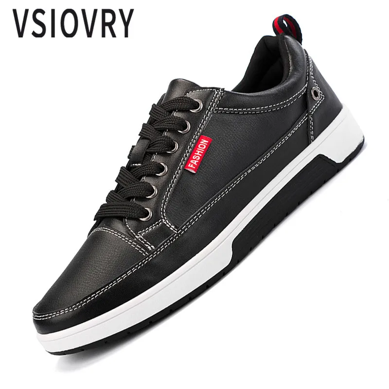 

VSIOVRY New Arrive Mens Shoes Casual Breathable White Shoes Men Male Lace-Up Flats Sneakers Men PU Leather Chaussure Homme