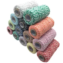 High Quality 1 Roll 100 Metres 2Ply Cotton Bakers Twine String Cord Rope Rustic Country Craft 16 Colors AA7644