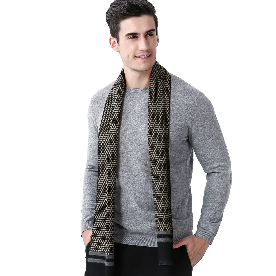 

New European and American Recreational Business Honeycomb Coloured Men's Scarf