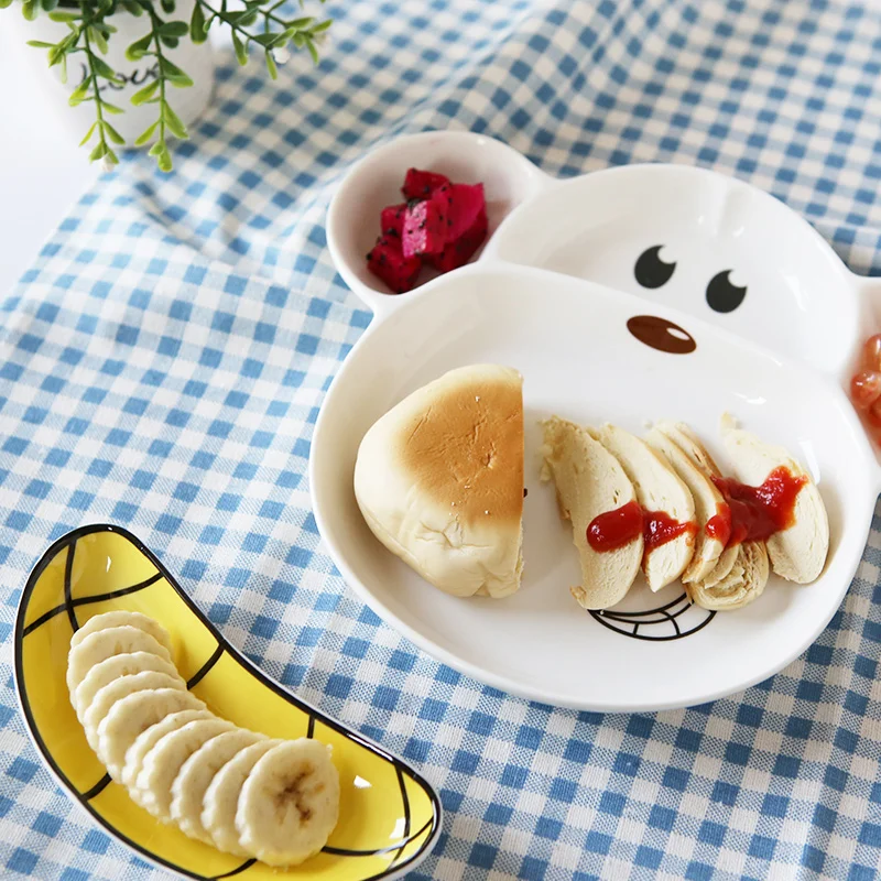 Креативная фарфоровая тарелка с обезьянкой Кроликом, миска для соуса для детей, керамическая Ланч-бокс, Bento контейнер для еды столовая посуда, набор посуды