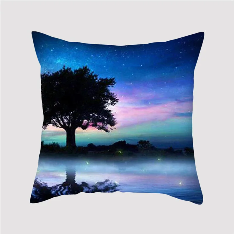 

Fuwatacchi Cushion Cover Fantasy Tree Sunset River Pillow Cover Car Sofa Home Decorative Wedding Decoration Pillowcase 45*45cm
