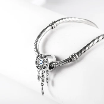 

RainMarch Fits Pandora Charms Bracelets Original 925 Silver Flower Beads feather Pendant Wholesale Jewelry Making Dropshipping