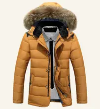Марка Куртка Мужчины Homme 2015 Мода Большой Меха С Капюшоном Дизайн мужская Slim Fit Хлопок Вниз Скалозуб Куртка Вскользь Стильный Пальто Мужчина 3xl