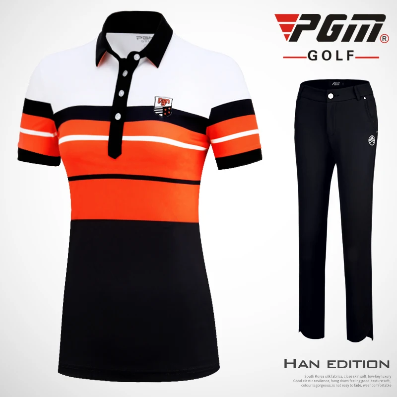 

New Golf Apparel Women's Sports Suit Spring Short Sleeve Women's Apparel + Pants Milk Silk T-shirt
