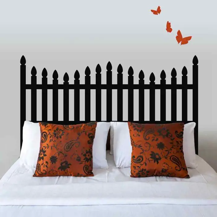 Battoo Headboard Wall Decal Picket Fence Style With Erfly Battoo Headboard Wall Decal Picket