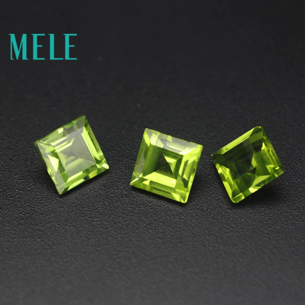 Натуральный камень Перидот MELE для ювелирных изделий 7 мм x квадратный зеленый