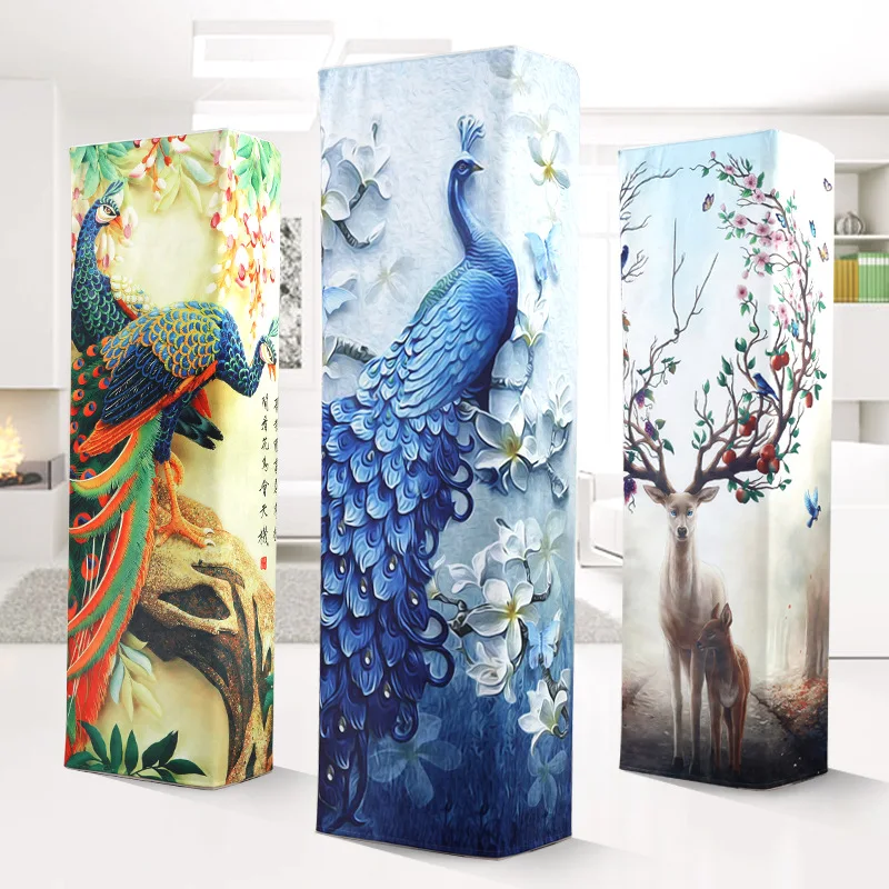 

3D Cuboid Printed Vertical Air Conditioning Cabinet Machine Dust Cover Protect Case for Home Living Room Decorations LP004
