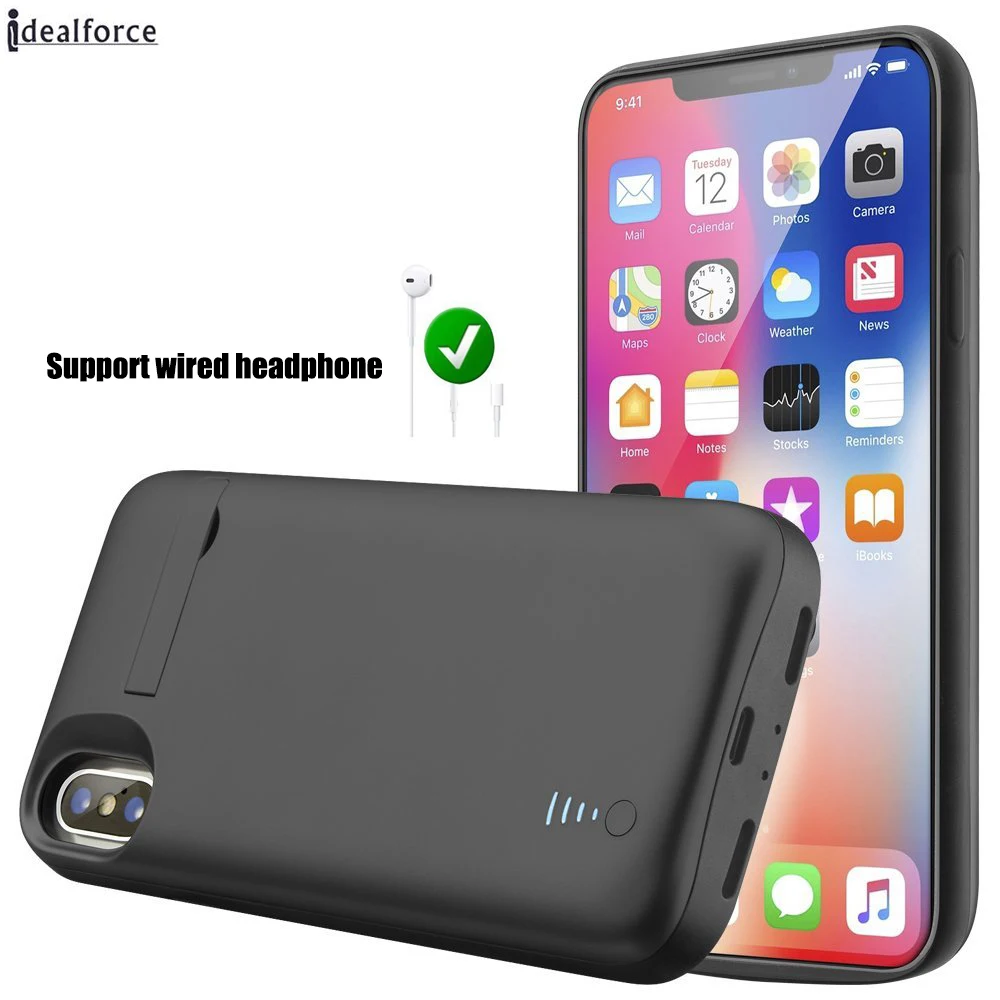 

For iPhone X 2017 / For iPhone Xs 2018 5000mAh Extended Battery Case Backup Power Bank Charging Cover Support Wired Headphone