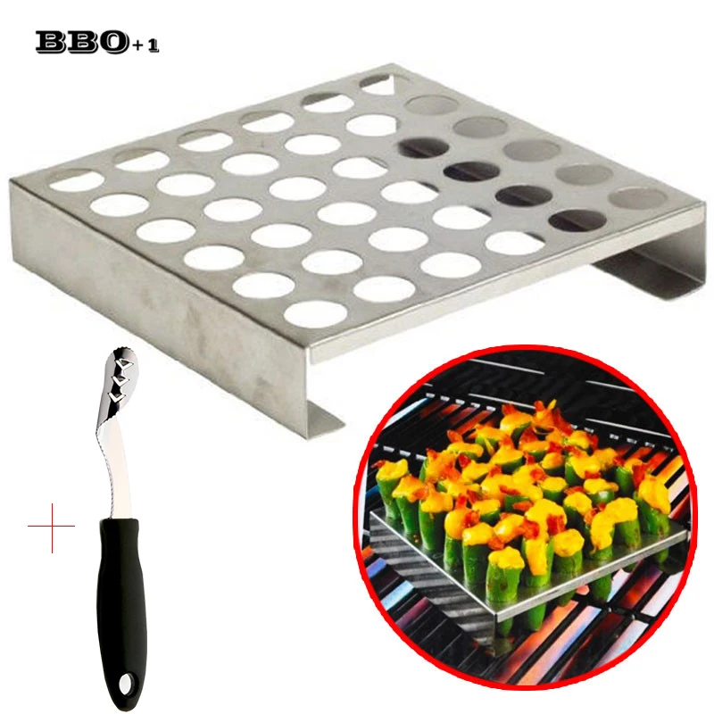Hot 8.8''Large Stainless steel jalapeno Pepper Grill Rack 36 Holes