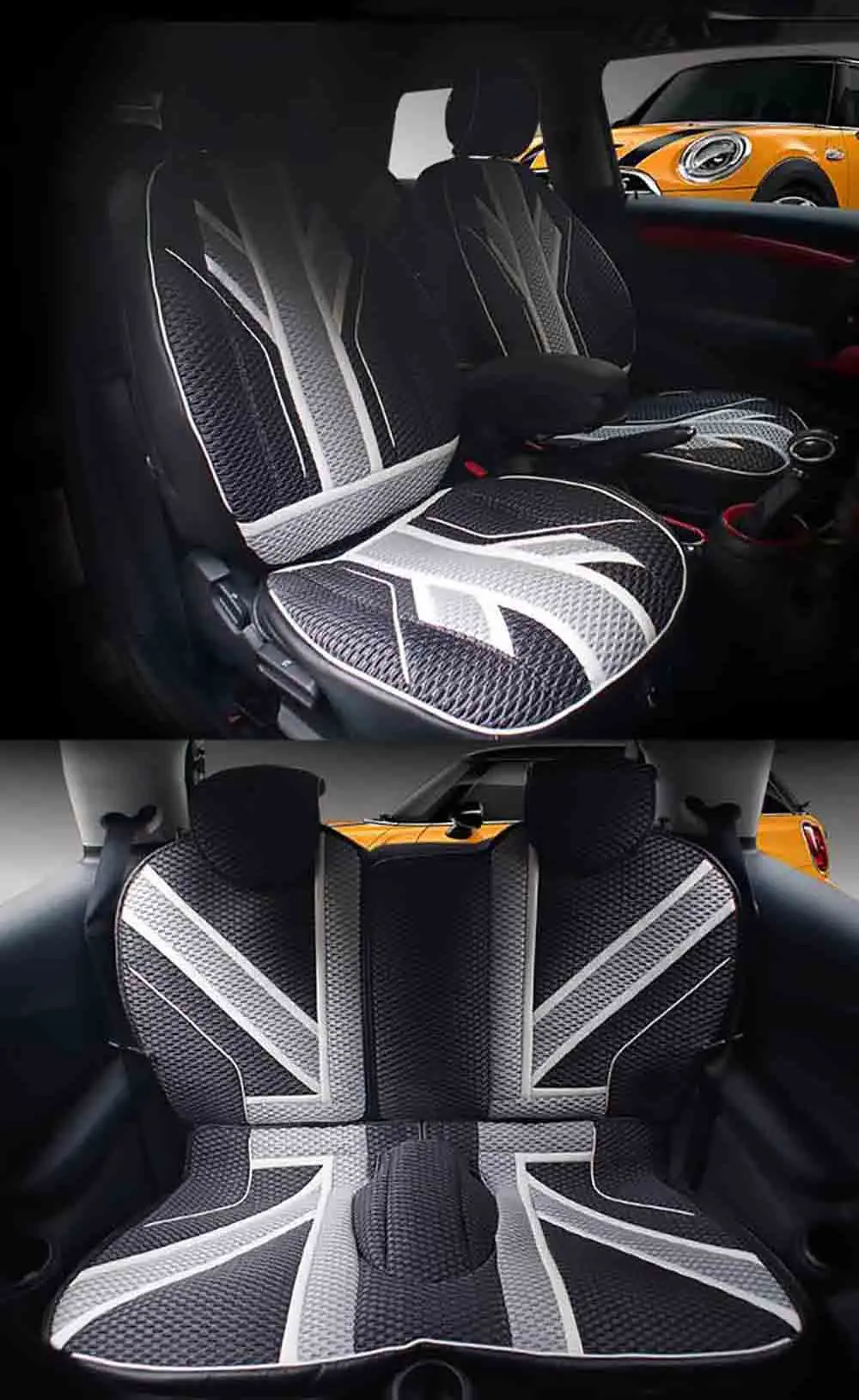 Роскошные 3D из ледяного шелка, ПВХ кожаные чехлы для сидений мотоциклов защиты Mini Cooper One JCW F56 F55 F60 R55 R56 R60 Countryman стайлинга автомобилей - Название цвета: Gray 1 set
