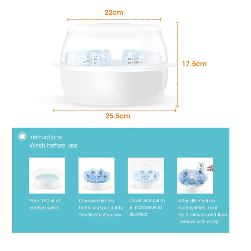 Quick Clean Microwave Steam Disinfection Steam Box Microwave Steam Sterilizer High Temperature Bottle Storage Box