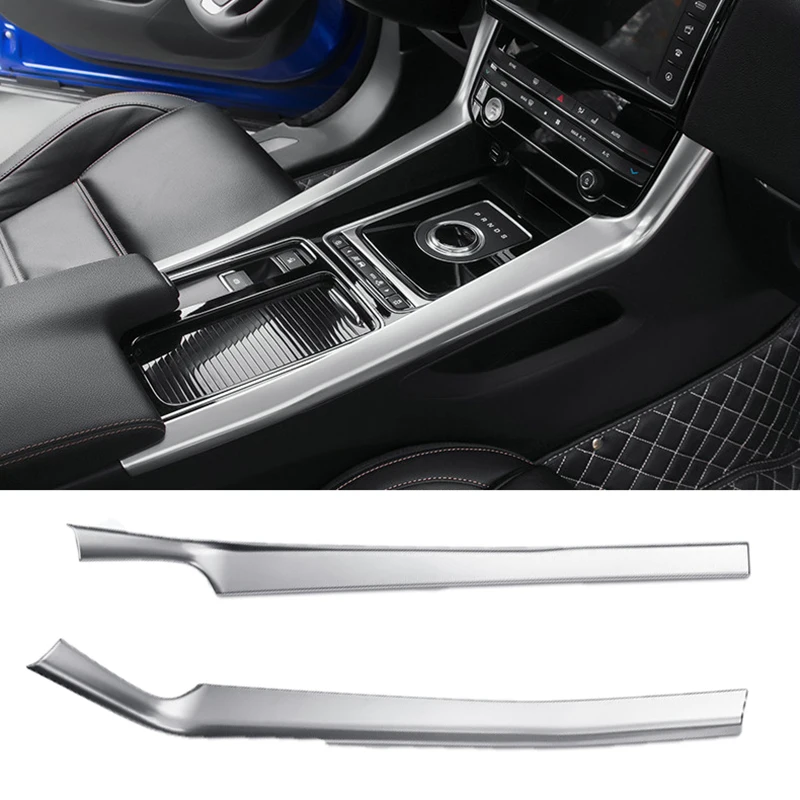 

2pcs For Jaguar F-PACE 2016-2019 ABS Car central control gear side trim strips cover Decorative stickers Car styling accessories