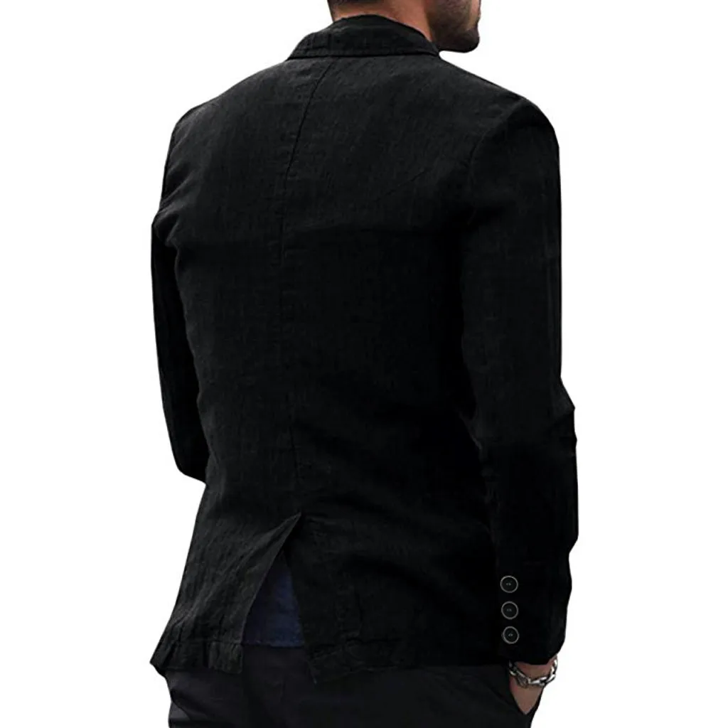 Приталенный хлопковый пиджак для мужчин из твердого материала dudoulu для деловых костюмов, пальто с длинным рукавом, куртка размера плюс