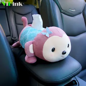 

Tissue Box Holder For Car Armrest Box Cute Monkey Plush Removable Tissue Box Cover Paper Napkin Seat Back Organizer Home Decor