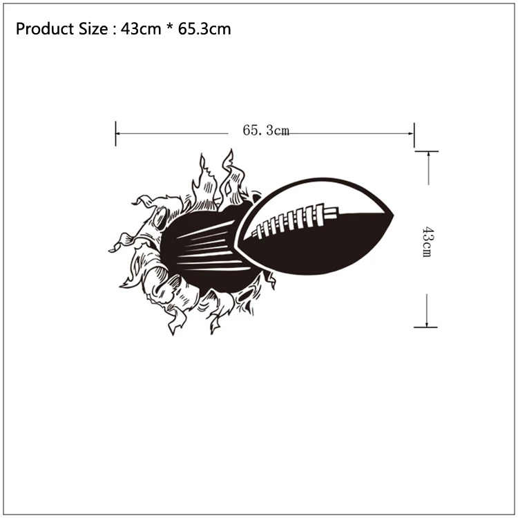 3D регби, футбол через стену стикер для детской комнаты гостиная Спорт украшение дома настенные наклейки переводки обои