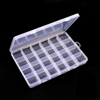 

24 Slots Clear Empty Nail Art Decoration Storage Case Box Nail Glitter Rhinestone Beads Accessories Container Tool