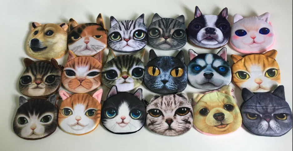 

ALL 18Models, 3D Dog Cats Plush 10CM Coin BAG Pouch ; Lady Women's Coin Purse Wallet Case , Keychain Coin BAG Pouch Handbag Case