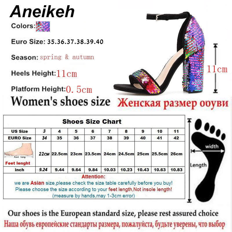 Aneikeh/женские туфли mary jane; Новинка года; сезон весна; Туфли-лодочки; женские босоножки; женские вечерние туфли из расшитой блестками ткани на высоком каблуке 11 см