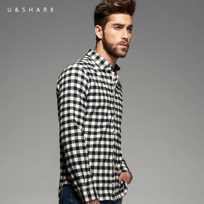 Aliexpress.com : Buy U&SHARK Autumn Mens Black Plaid ...