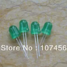 250 шт 10 мм диффузионная зеленая светодиодный свет 10 мм круглый тип зеленый Рассеянный светодиод 515~ 520nm, 3,0~ 3,2 v, 400~ 600mcd, 140-160deg