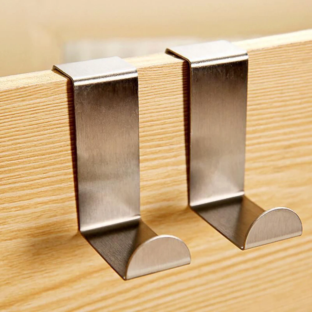 4pcs Stainless Steel Over Door Z Shaped Hooks Home Kitchen Bathroom